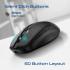 Promate Flixi Triple Mode Wireless Mouse with Bluetooth 5.1, Dual 2.4GHz USB-A & USB-C Dongles, 800/1200/1600 DPI, Silent Clicks, 500mAh Battery, 7-Color LED, Type-C Charging, 10m Range - Black